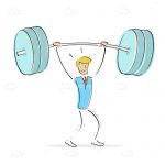 Vector man doing weight lifting